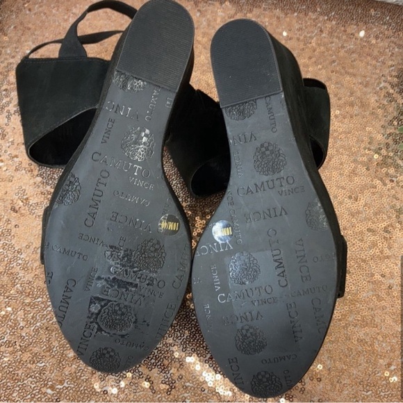 VINCE CAMUTO Black Kresta Platform Wedge Sandals 10M Women’s - Picture 5 of 8